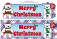 Monty Polar Bear and friend with Christmas pudding and sign MERRY CHRISTMAS large dl