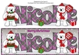 Monty Polar Bear and friend with Christmas pudding and sign NICOLE large dl