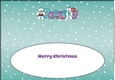 Monty Polar Bear and friend with Christmas pudding and sign DARCEY large dl insert