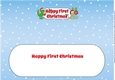 Christmas Dinosaurs with present and sign FIRST CHRISTMAS large dl insert