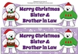 Monty Polar Bear and friend with Christmas pudding SISTER & BROTHER IN LAW large dl