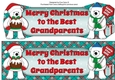 Monty Polar Bear and friend with Christmas pudding and sign BEST GRANDPARENTS large dl 2