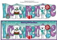 Monty Polar Bear and friend with Christmas pudding and sign LAWRENCE large dl