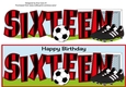 Football Boots & Football with red & black stripes SIXTEEN large dl