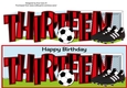 Football Boots & Football with red & black stripes THIRTEEN large dl