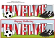 Football Boots & Football with red & white stripes TWELVE large dl