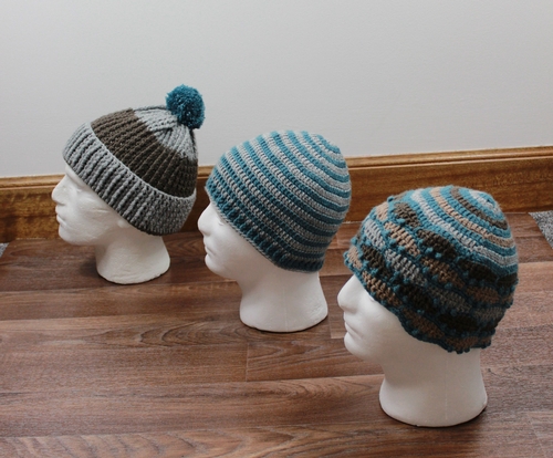 CROCHET PATTERN - mens set of 3 crochet neanies - UK & USA Terms - PDF #333