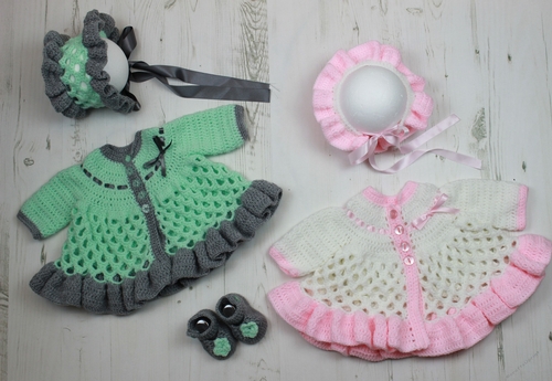 CROCHET PATTERN - CP313 - baby jacket, hat & shoes - 0-3mths - UK & USA Terms - PDF