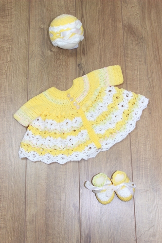 CROCHET PATTERN - baby dress, hat, shoes - 0-3mths - PDF - UK & USA Terms - #291