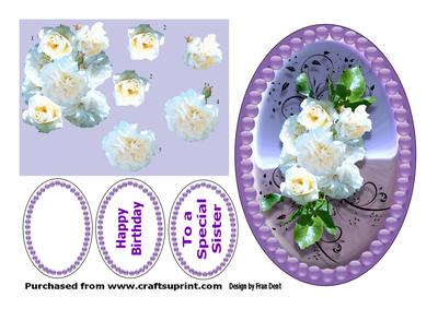 Cream Rose on Lavender Glass