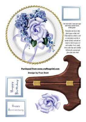 Blue Flower Plate Card