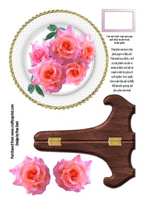 Pink Roses Plate Card