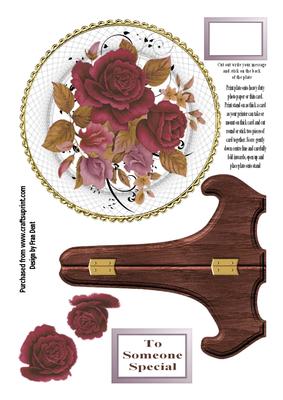 Wine Rose Flower Plate Card