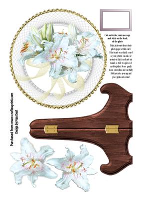 White Lily Flower Plate Card