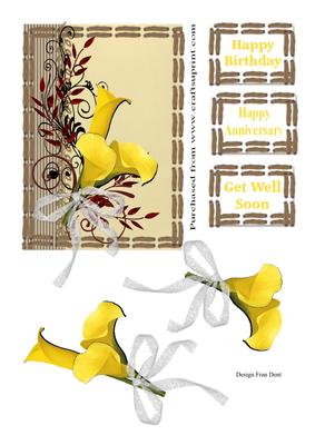 Yellow Calla Lilies with Embroidery