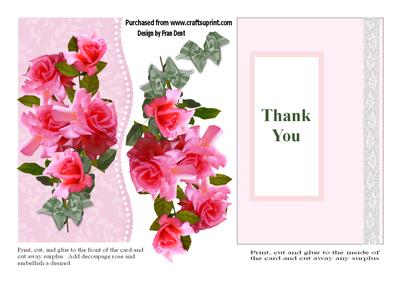 Pink Rose Thank You Card