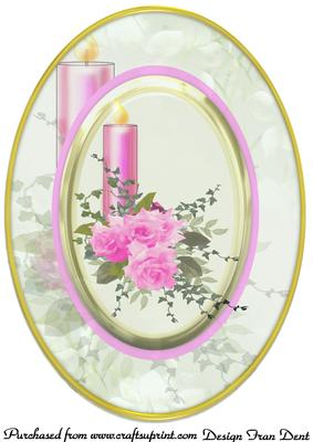 Pink Candle and Roses Topper