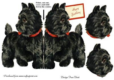 Black Terrier Shaped Card