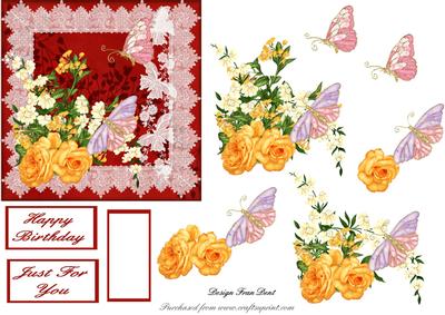 Yellow Roses with Butterflies