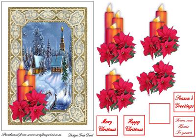Winter Scene with Poinsettias