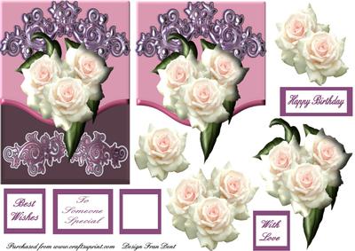 False Envelope Card with Roses