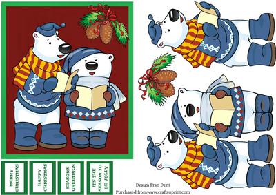 Carol Singing Polar Bears in Blue