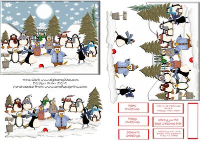 Penguins Playing Football in the Snow Step by Step