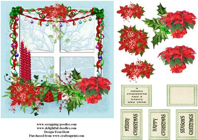 Poinsettia Christmas Window