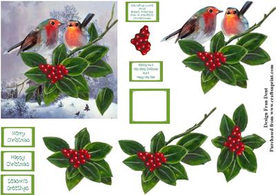 Robins and Holly Berries