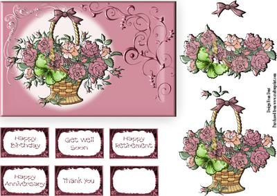 Basket of Pink Roses