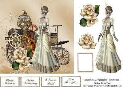 Steampunk Beauty with Roses 7x7