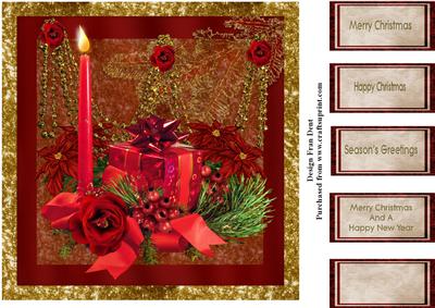 Decorated Christmas Candle with Poinsettias