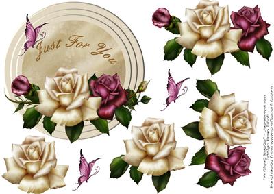 Antique Roses on a Round Stepped Plaque