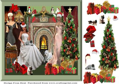Christmas Eve at Home 8x8 with Decoupage