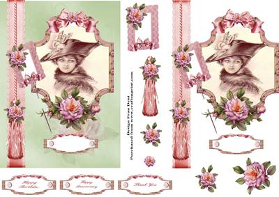 Beauty and Rose Card Front with Decoupage 2
