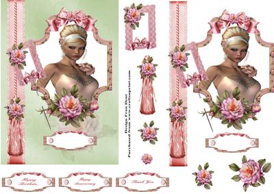 Beauty and Rose Card Front with Decoupage 3