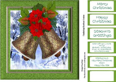Christmas Bells and Poinsettias 8x8