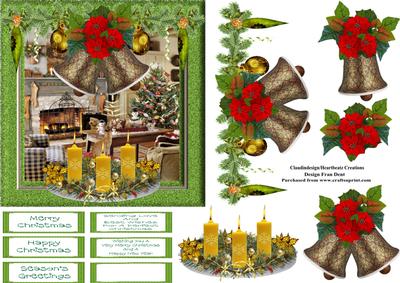 Christmas Decorations 6x6 with Decoupage