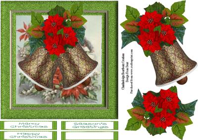 Christmas Bells with Poinsettias 6x6 Step by Step