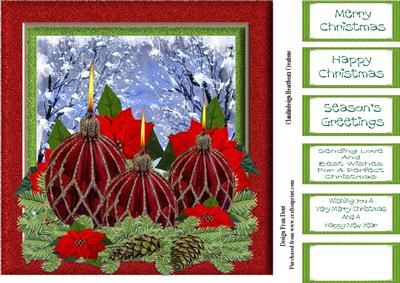 Christmas Candles with Poinsettias 8x8