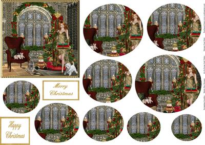 Westie Loves Christmas at Home 3 Oval Pyramid