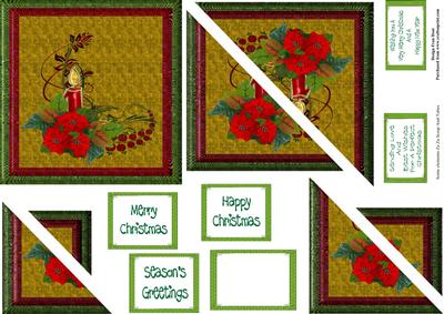 Poinsettias and Christmas Candle Side Stacker