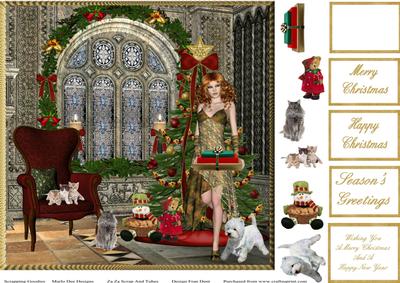 Westie Loves Christmas at Home 3 8x8 Topper/quick Card