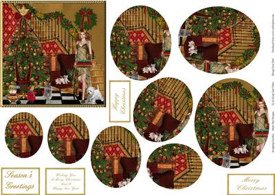 Westie Loves Christmas at Home Oval Pyramid