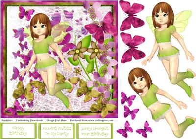 Green Fairy in Butterfly Land 8x8