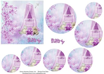 Baby Girl Announcement Round Pyramid
