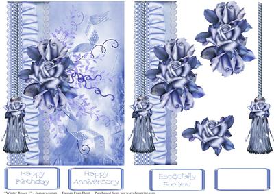 Tassles, Ribbons and Blue Roses