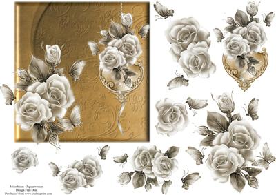 Roses on Padded Gold Topper