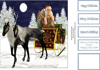 Santa and His Sleigh 8x8 Topper