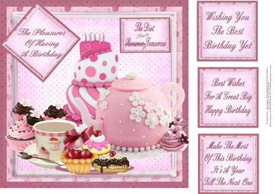 Birthday Pleasures 8x8 Topper